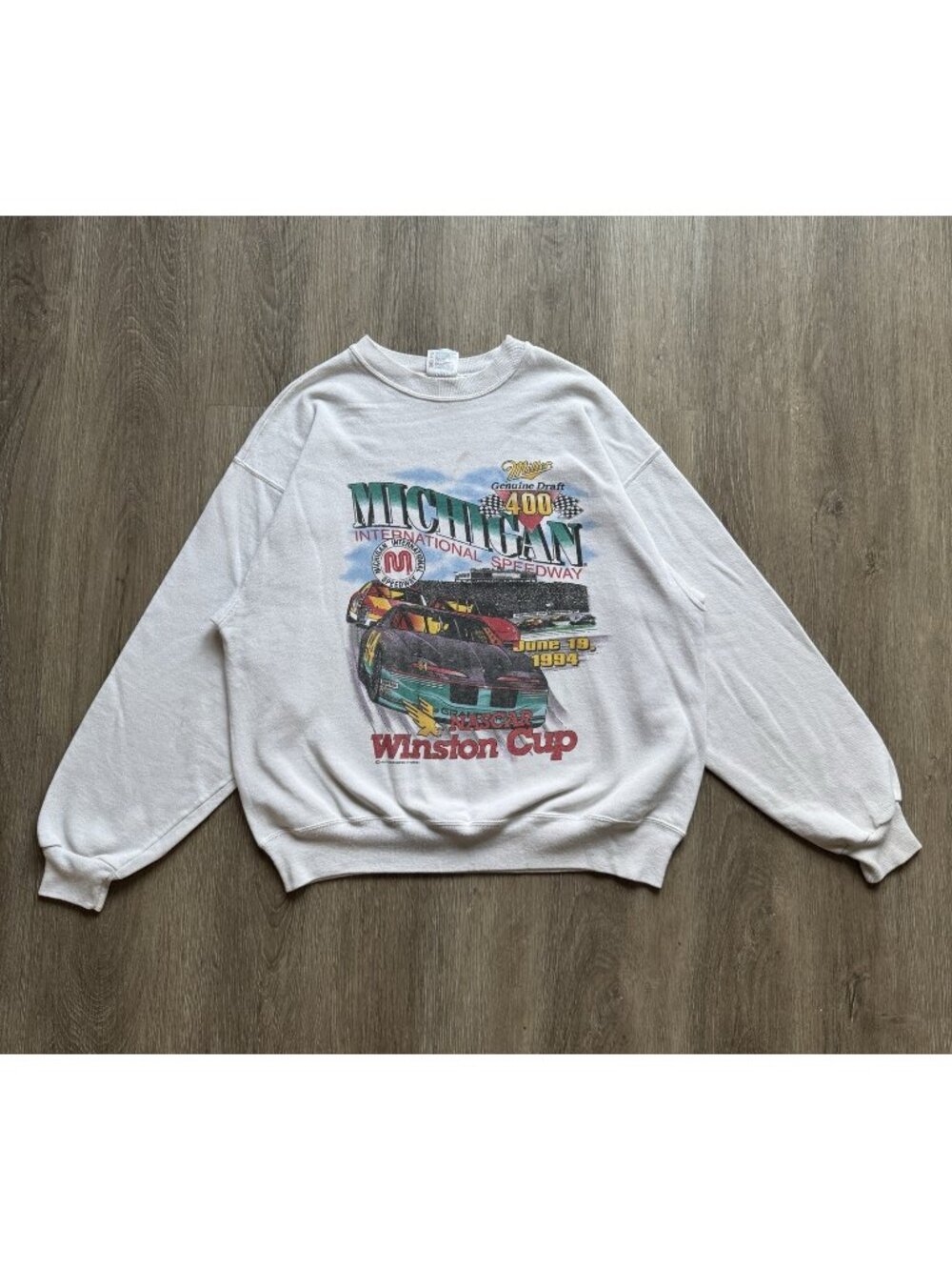 Rare Vintage 90s Nascar Winston Cup Series Miller Beer Michigan Speedway Hanes